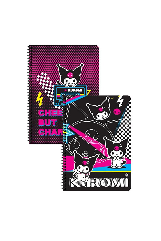 Keskin Color Kuromi Checkered Notebook Set 2 Pieces | 16.5 X 22.5 cm | Spiral – 80 Sheets