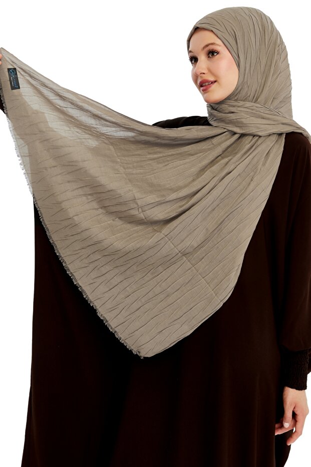 Pliseli Bambu Şal - Mocha - 1