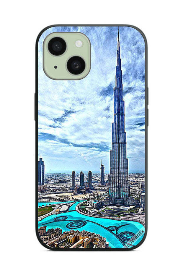 Protective Case Cover For Apple iPhone 15 Plus Burj Khalifa Tower Touching Clouds