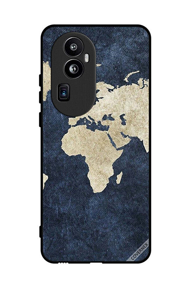 غطاء حماية لهاتف Oppo Reno 10 Pro Plus بنمط خريطة على الجينز