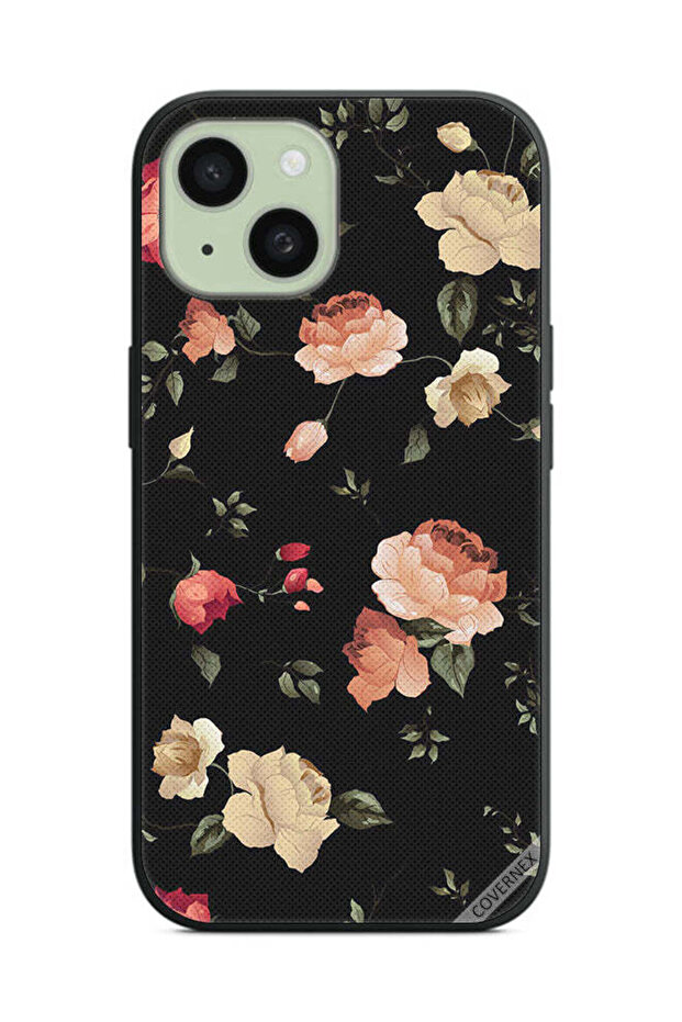 غطاء حماية لهاتف Apple iPhone 15 Plus بخلفية فنية زهرية