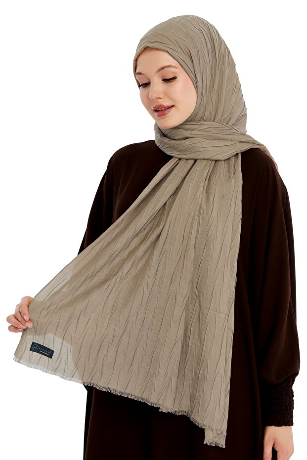 Pliseli Bambu Şal - Mocha - 6