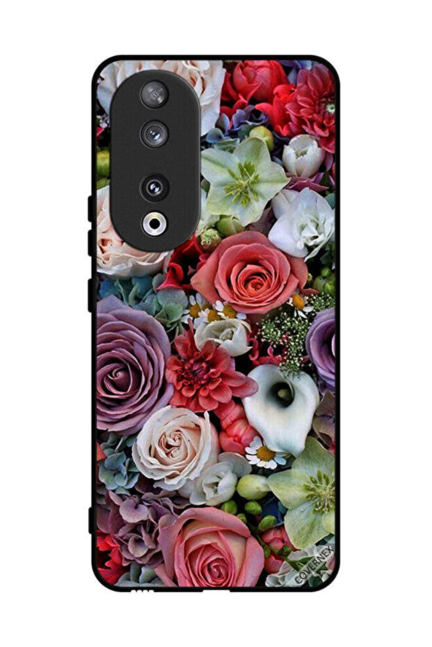 غطاء حماية لهاتف Honor 90 بنقشة الورود والأوراق