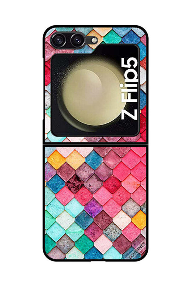 Protective Case Cover For Samsung Galaxy Z Flip 5 Diamond Square Shape Pattern