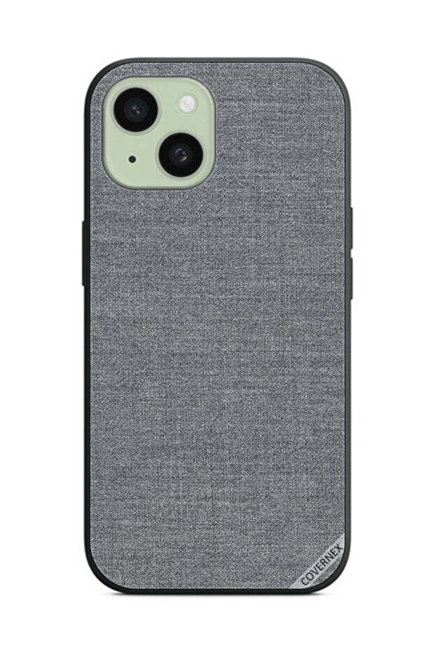 غطاء حماية لجهاز Apple iPhone 15 Plus بنمط قماشي