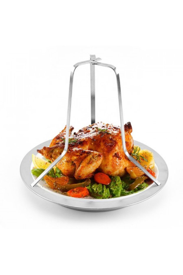 Support for grilling chicken with tray