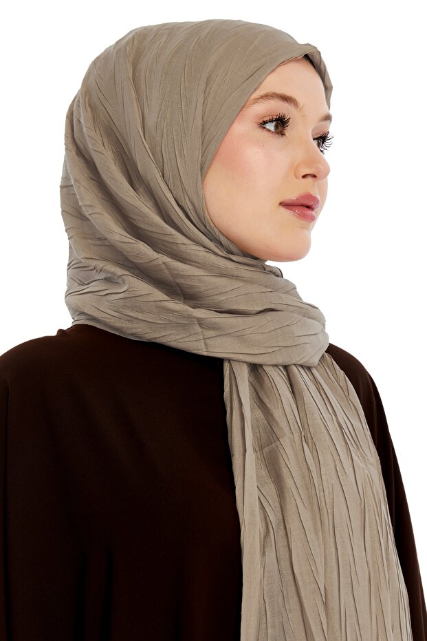 Pliseli Bambu Şal - Mocha - 7