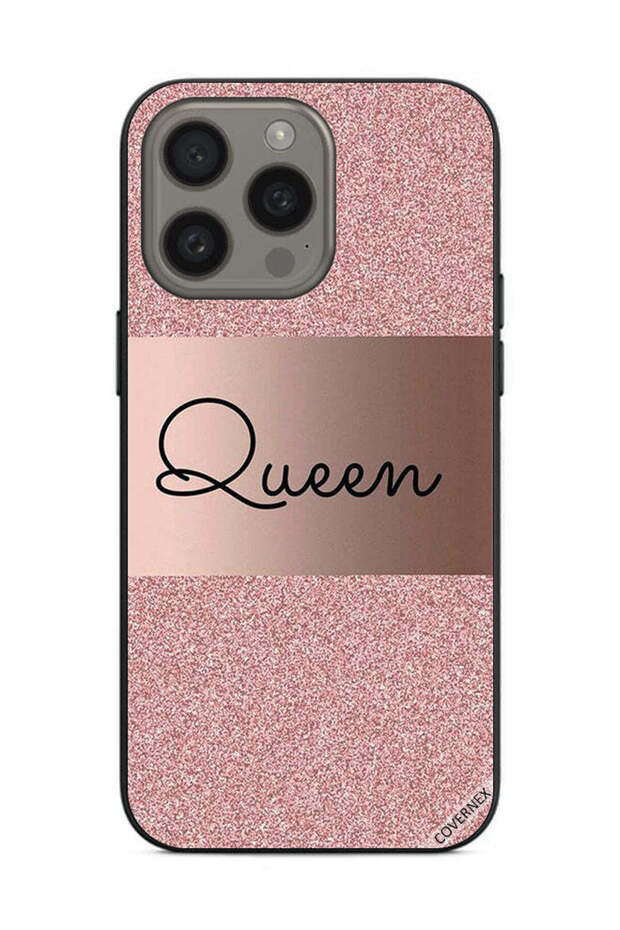 غطاء حماية لهاتف Apple iPhone 15 Pro Max بخلفية لامعة من Queen Glitters