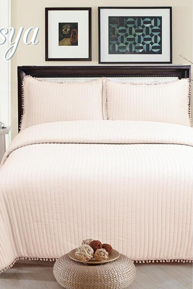 Asian Fiber Filled Double 240X260 cm Bedspread Powder