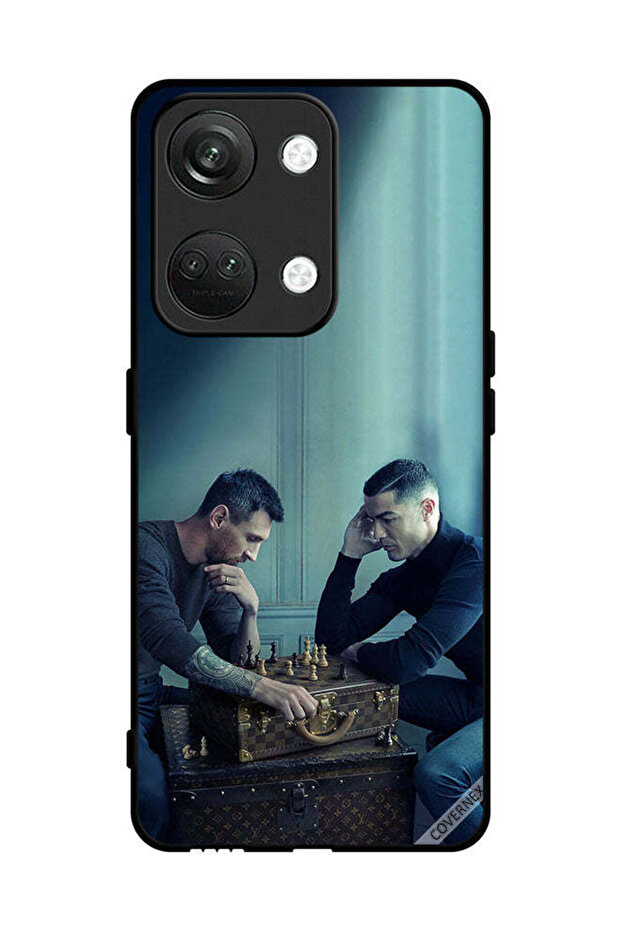 غطاء حماية لهاتف OnePlus Nord 3 5G ميسي ضد رونالدو يلعبان الشطرنج