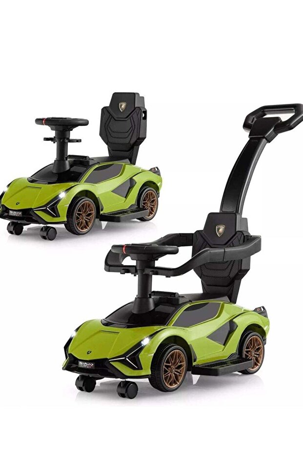Lamborghini Ride on Push Car Walking Toy Stroller with USB Port - Green
