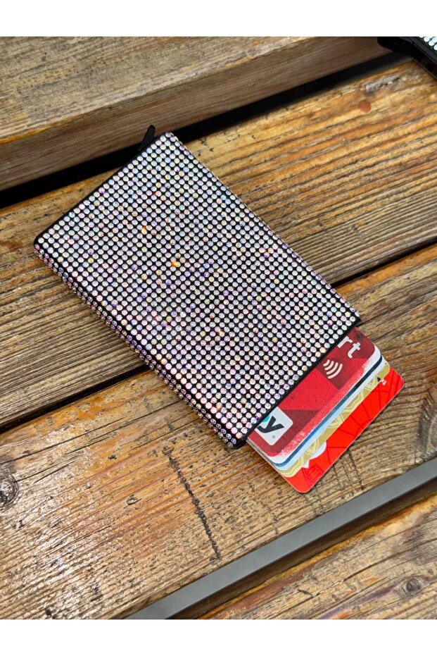 Easy to Carry Women's Stone Credit Card Holder with Special Mechanism