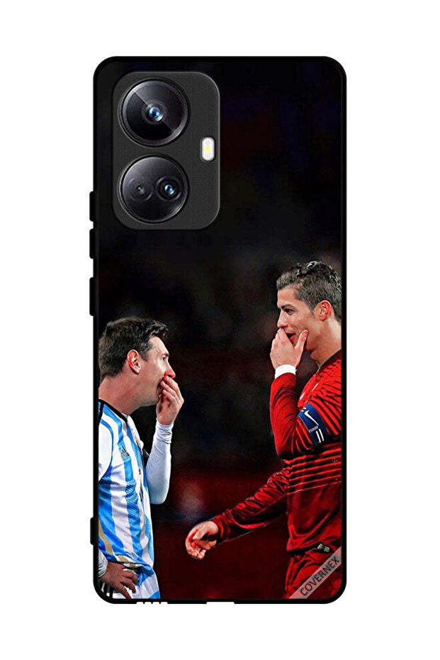 غطاء حماية لهاتف Realme 10 Pro Plus رونالدو وميسي في إطار واحد