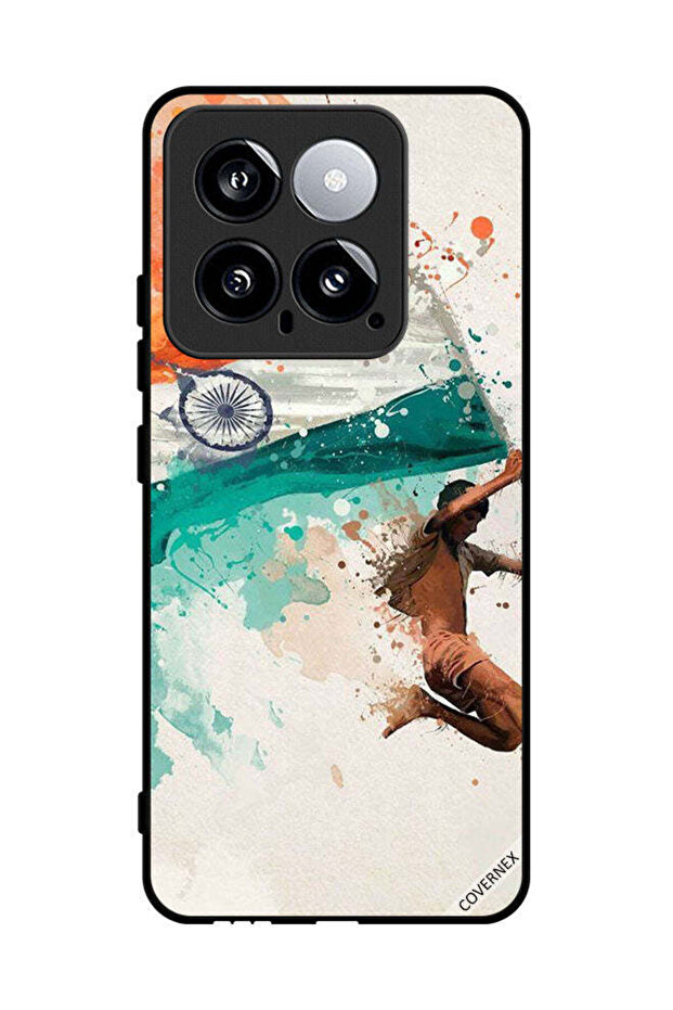 غطاء حماية لهاتف Xiaomi 14 يحمل علم الهند أثناء الطيران