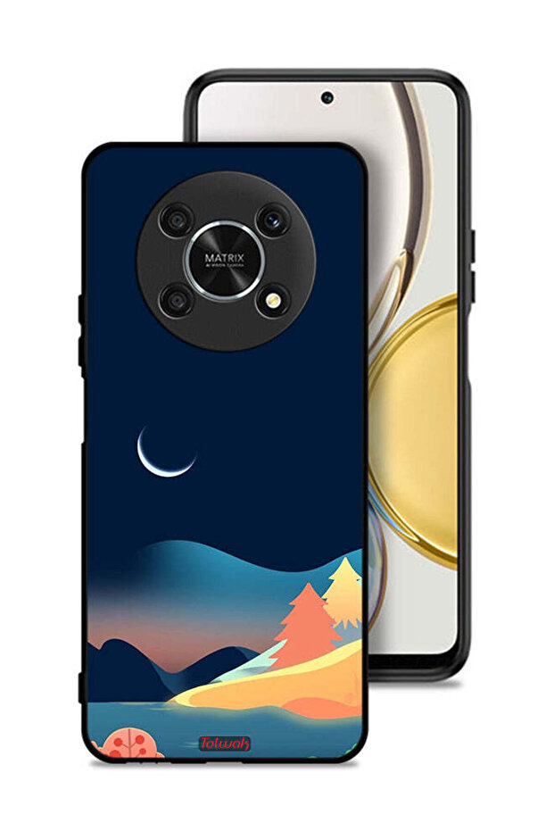 غطاء حماية لهاتف Honor X9 5G برسومات تجريدية على شكل قمر