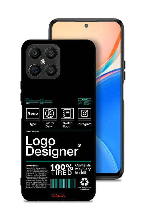 غطاء حماية لهاتف Honor X8 4G - ملصق مصمم بشعار