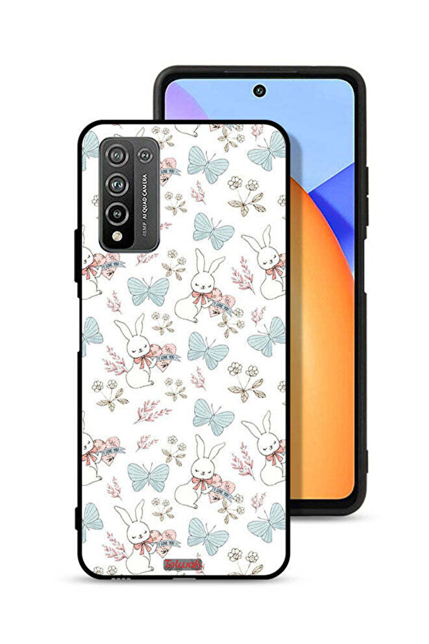 غطاء حماية لهاتف Honor 10X Lite بطبعة أرنب وفراشات