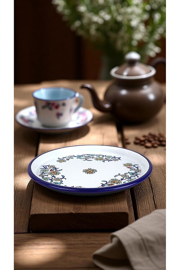 22 Cm Sunum Tepsisi Tek Kişilik Servis Tepsisi Kahve Tepsisi Tabağı Sunum Tabağı Servis Tabağı Çeyiz - 2
