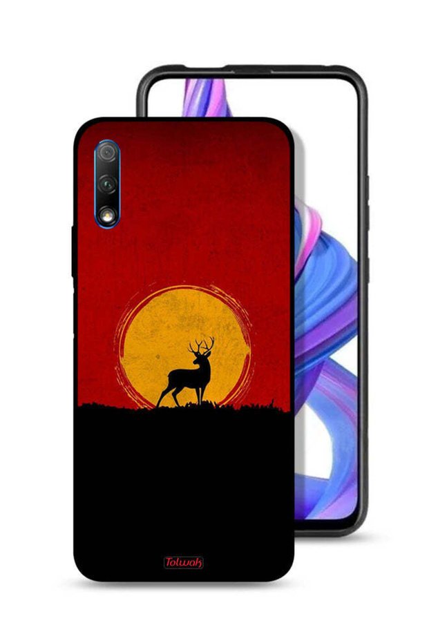 غطاء حماية لهاتف Honor 9X (الصين) بتصميم غزال وقمر