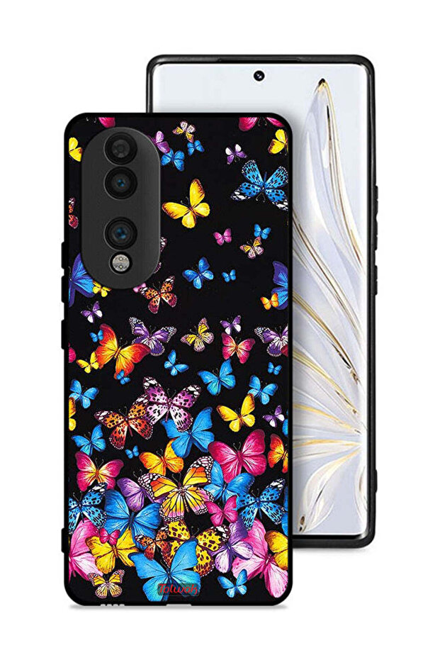 غطاء حماية لهاتف Honor 70 بنقشة فراشات ملونة
