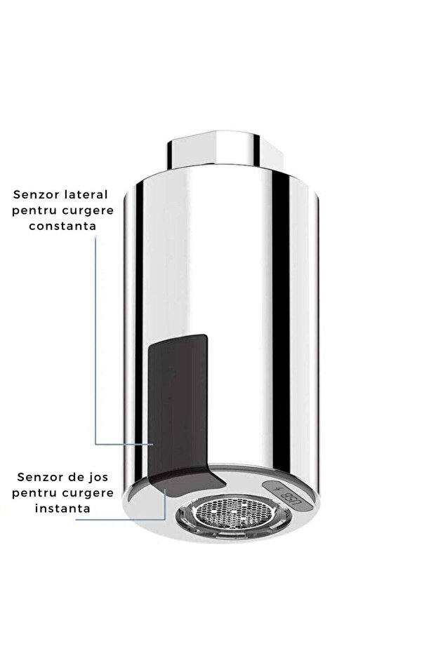 Valve head with motion sensor and economizer and aerator function, reaction time 0.1 seconds - 5