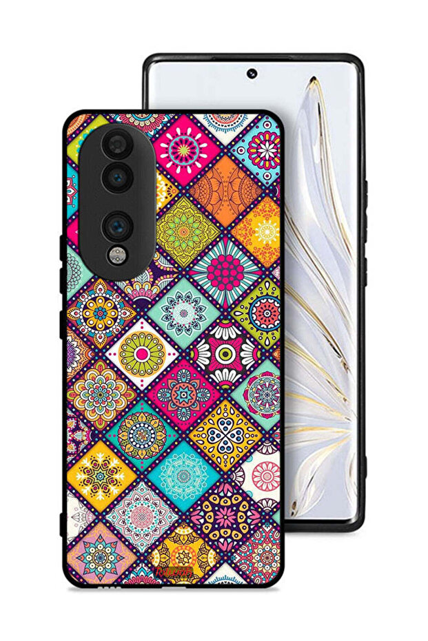 غطاء حماية لهاتف Honor 70 بنمط مربعات ماندالا