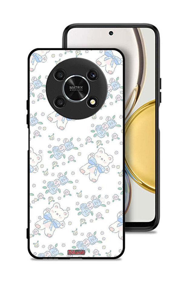 غطاء حماية لهاتف Honor X9 5G مع أيقونة دب تيدي لطيف وزهور