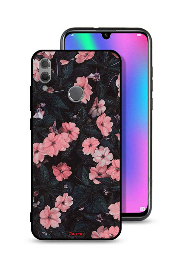 غطاء حماية لهاتف Honor 10 Lite - لون الخوخ والورود الصغيرة