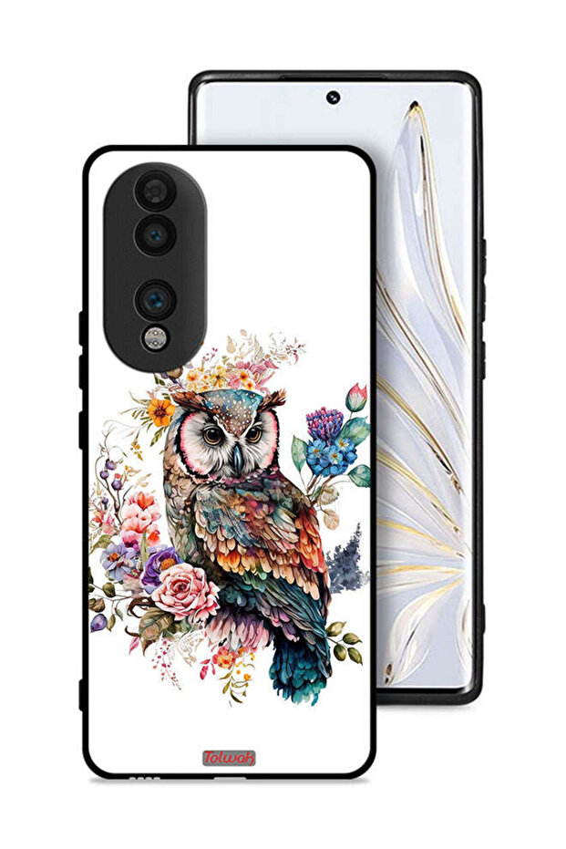 غطاء حماية لهاتف Honor 70 بتصميم بومة فنية تجريدية