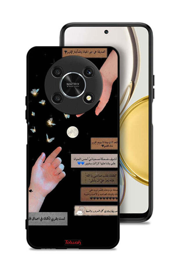 غطاء حماية لهاتف Honor X9 5G بعبارات عربية وأيدي ملامسة