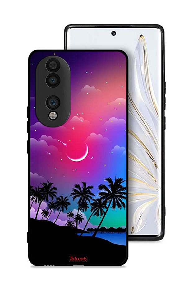غطاء حماية لهاتف Honor 70 برسومات القمر في الليل