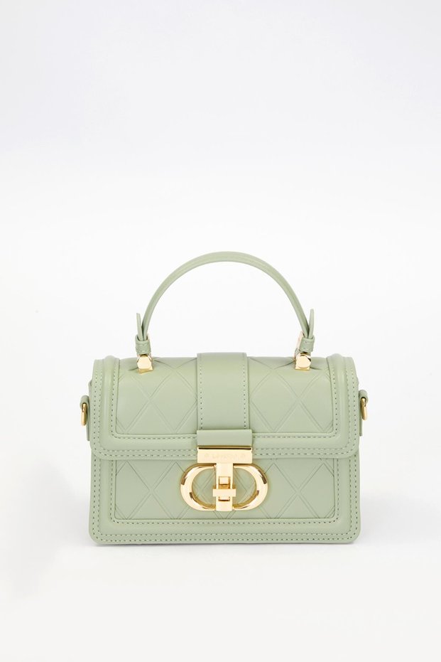 Premium Baklava Pattern Interlocking Handbag Green