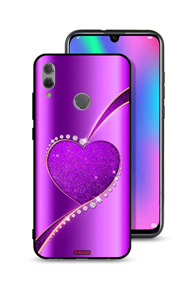 غطاء حماية لهاتف Honor 10 Lite بتصميم قلب لامع