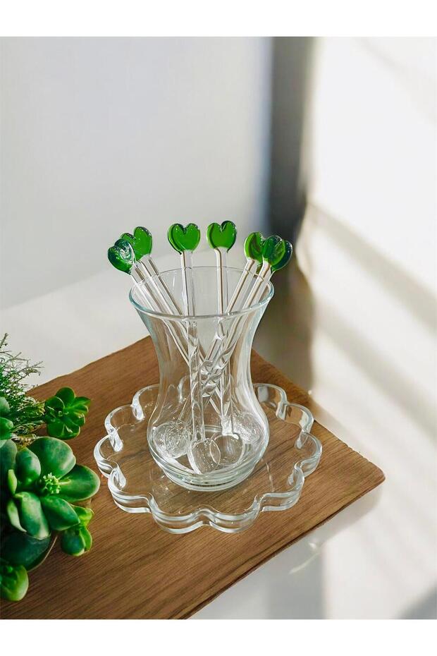 Glass Handmade Heart Tea Spoon Set of 6