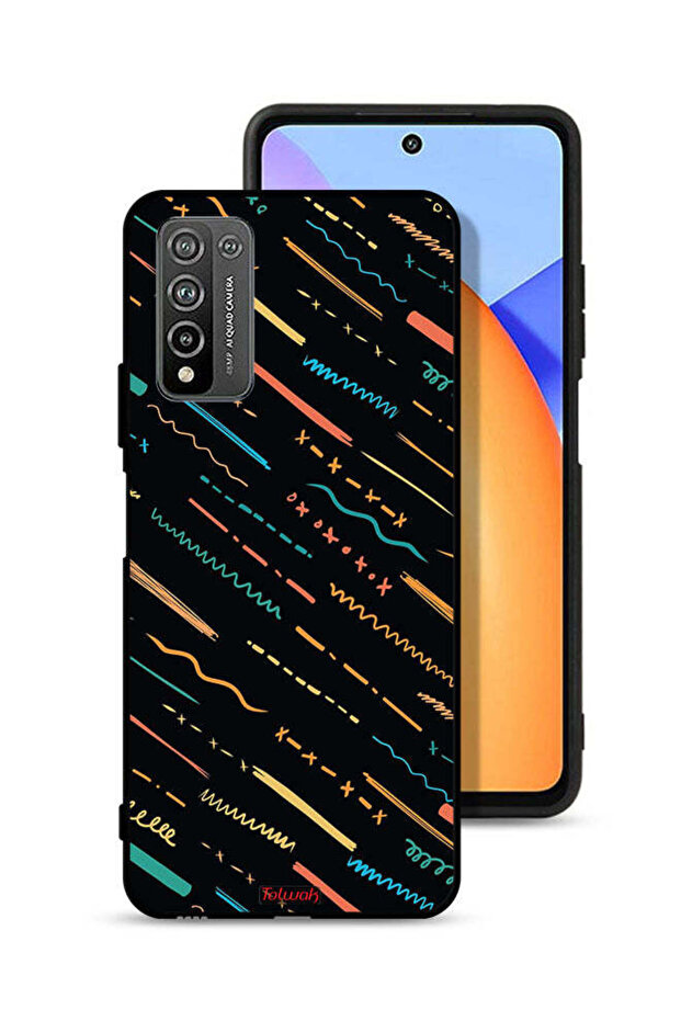 غطاء حماية لهاتف Honor 10X Lite بنمط خطوط تجريدية X