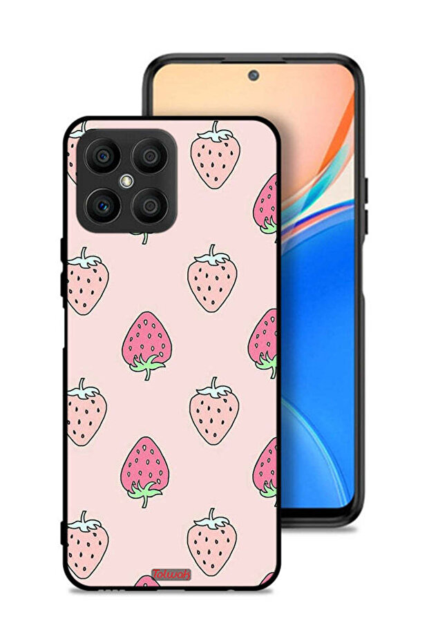 غطاء حماية لهاتف Honor X8 4G بتصميم أيقونة الفراولة