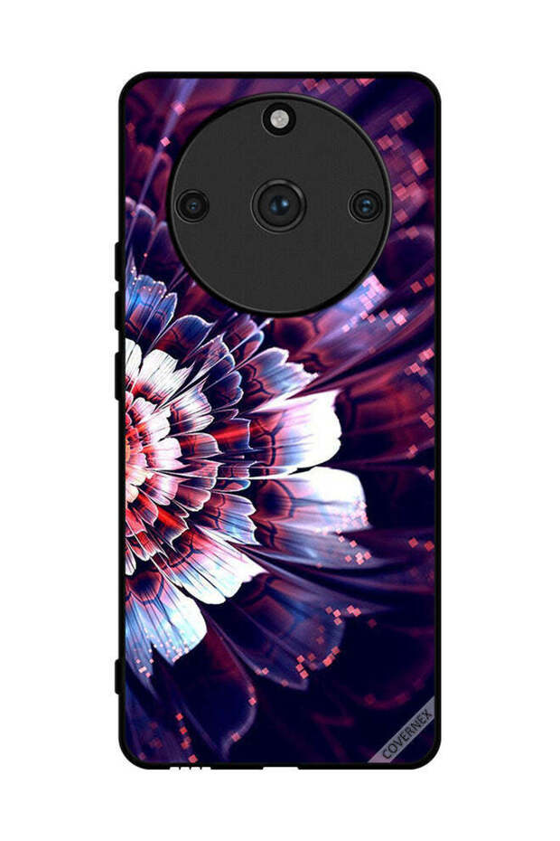 غطاء حماية لهاتف Realme 11 Pro Plus مع زهرة كبيرة منعكسة على الجانب الأيسر