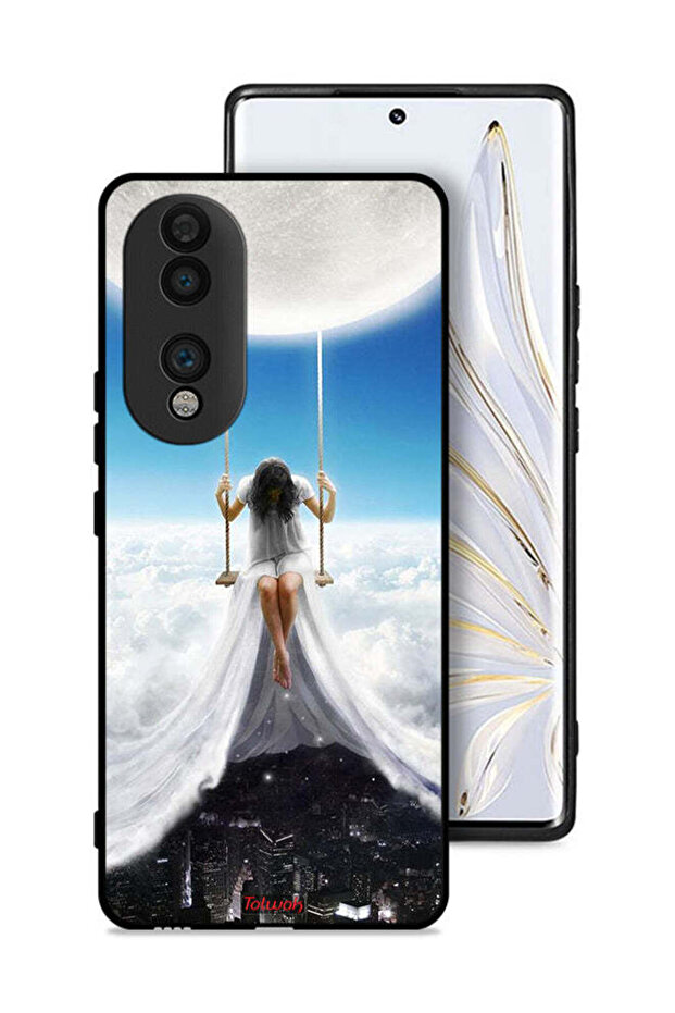 غطاء حماية لهاتف Honor 70 بتصميم غيوم القمر وفن المدينة