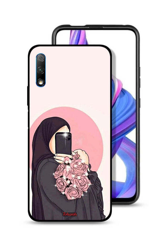 غطاء حماية لهاتف Honor 9X (الصين) بتصميم فن التقاط صور سيلفي مع حمل الزهور