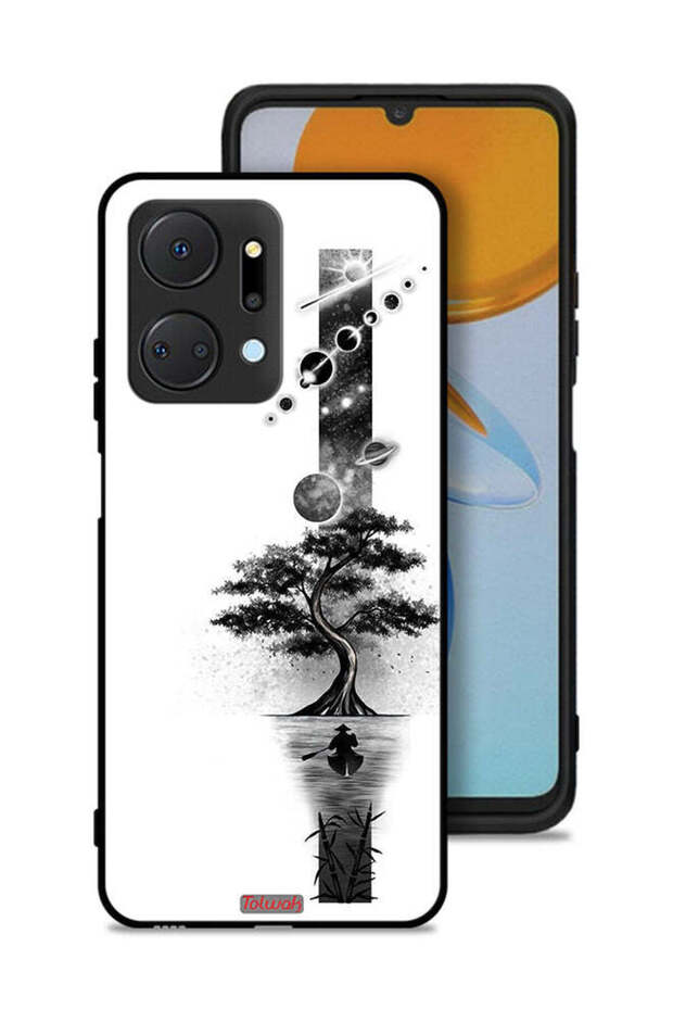 غطاء حماية لهاتف Honor X7a بتصميم فني على شكل فضاء وأرض