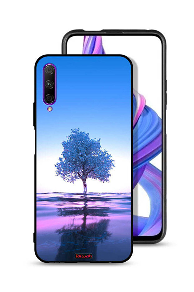 Honor 9X Pro Protective Case Cover Tree Neon Body Of Water Reflection Digital Art