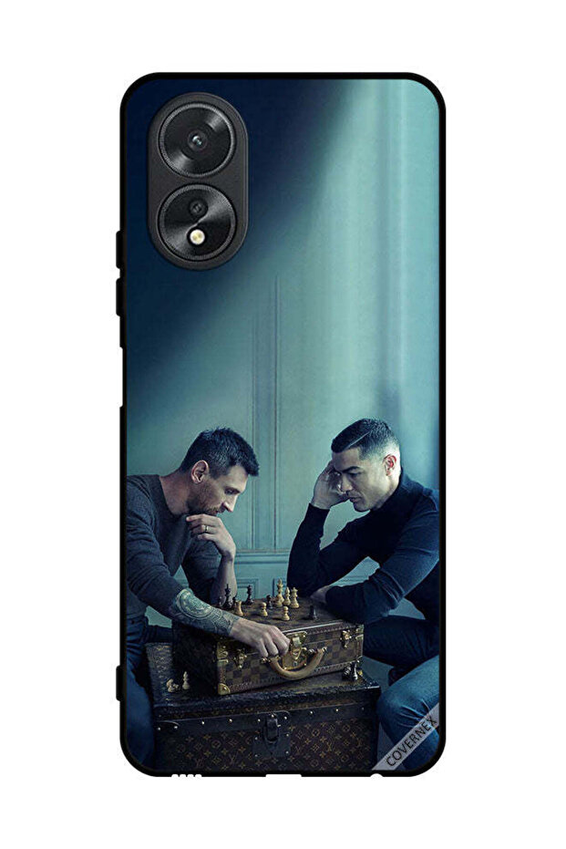 غطاء حماية لهاتف Oppo A38 ميسي ضد رونالدو يلعبان الشطرنج