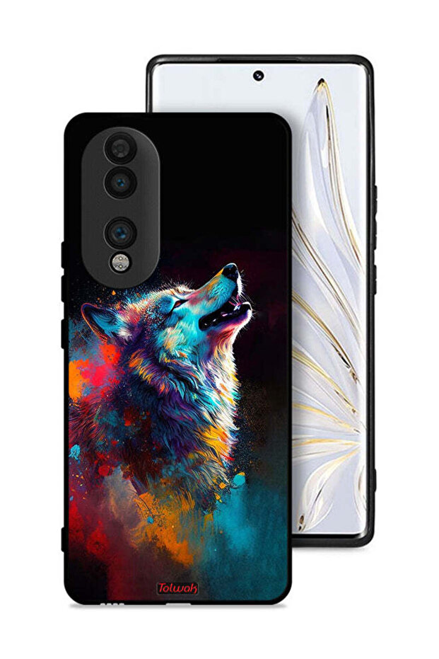 غطاء حماية لهاتف Honor 70 بتصميم ذئب ملون