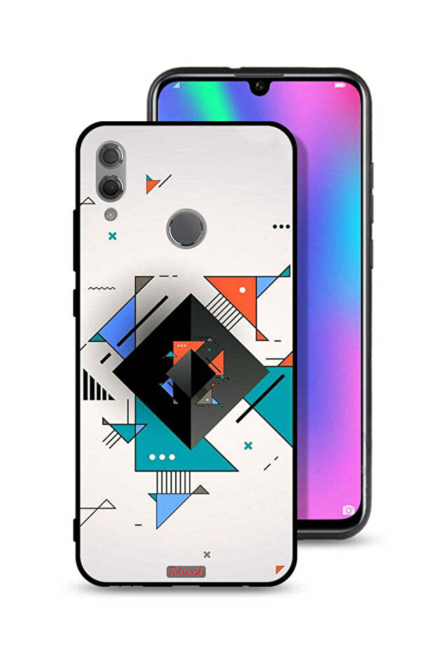غطاء حماية لهاتف Honor 10 Lite بأشكال مربعة ومثلثة ونمط تجريدي