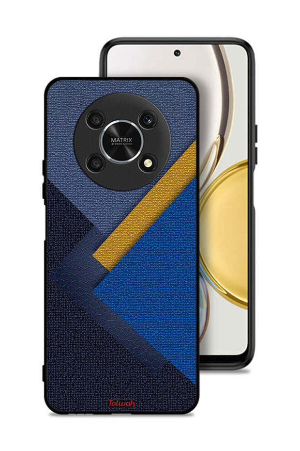 غطاء حماية لهاتف Honor X30 5G بنقشة مثلثات جلدية