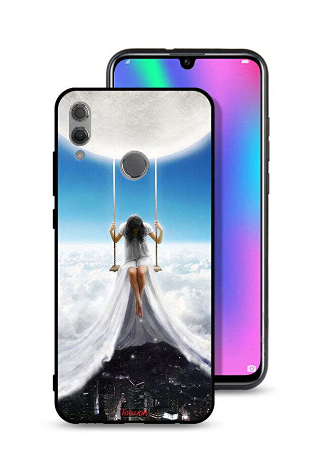 غطاء حماية لهاتف Honor 10 Lite برسومات مدينة الغيوم والقمر
