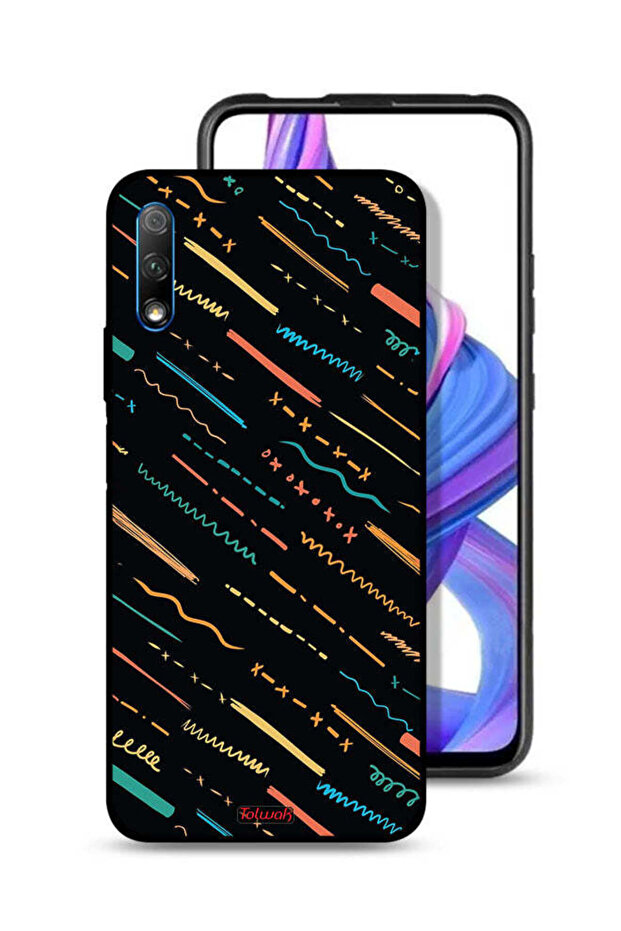 غطاء حماية لهاتف Honor 9X (الصين) بنمط خطوط تجريدية X