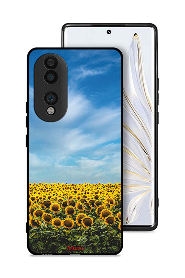 غطاء حماية لهاتف Honor 70 بتصميم عباد الشمس تحت السماء
