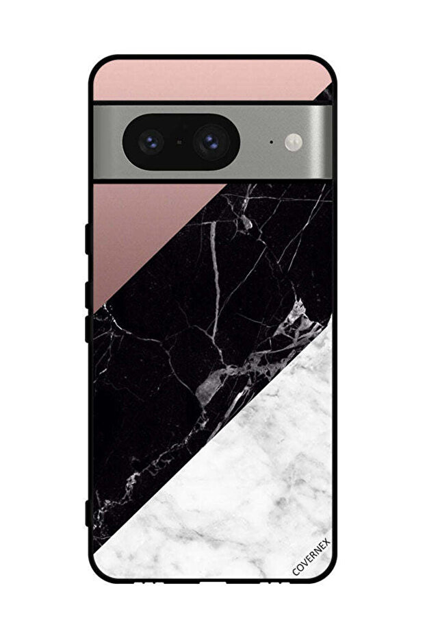غطاء حماية لهاتف Google Pixel 8 بنمط مزيج من الرخام واللون العادي