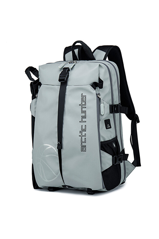 Durable Gym Sports Backpack Water Resistant with Luggage Trolley Carry Belt and Built in USB for Men